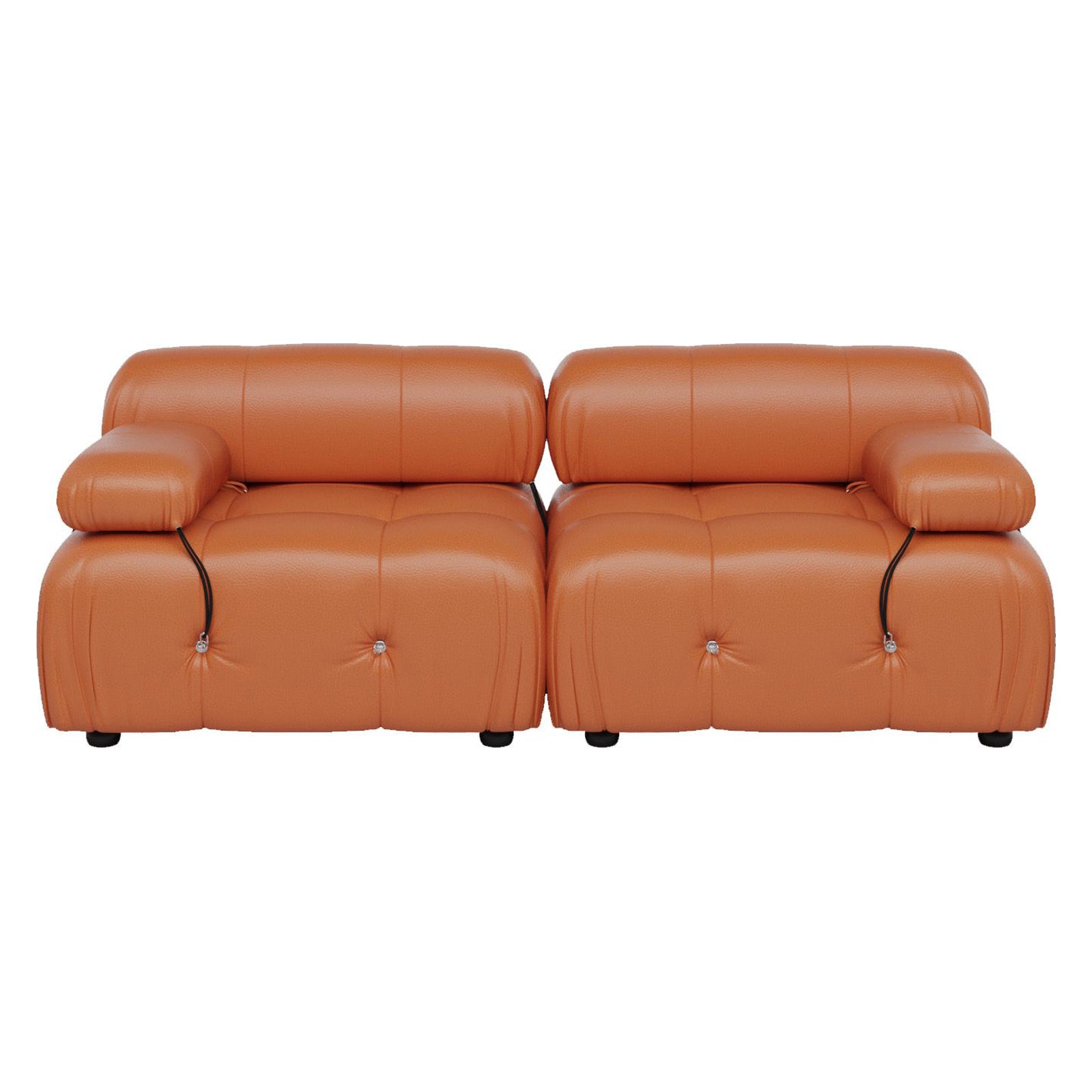 Crenus - Lusso 69.3" Loveseat Leather Sectional Sofa With Removable Armrests