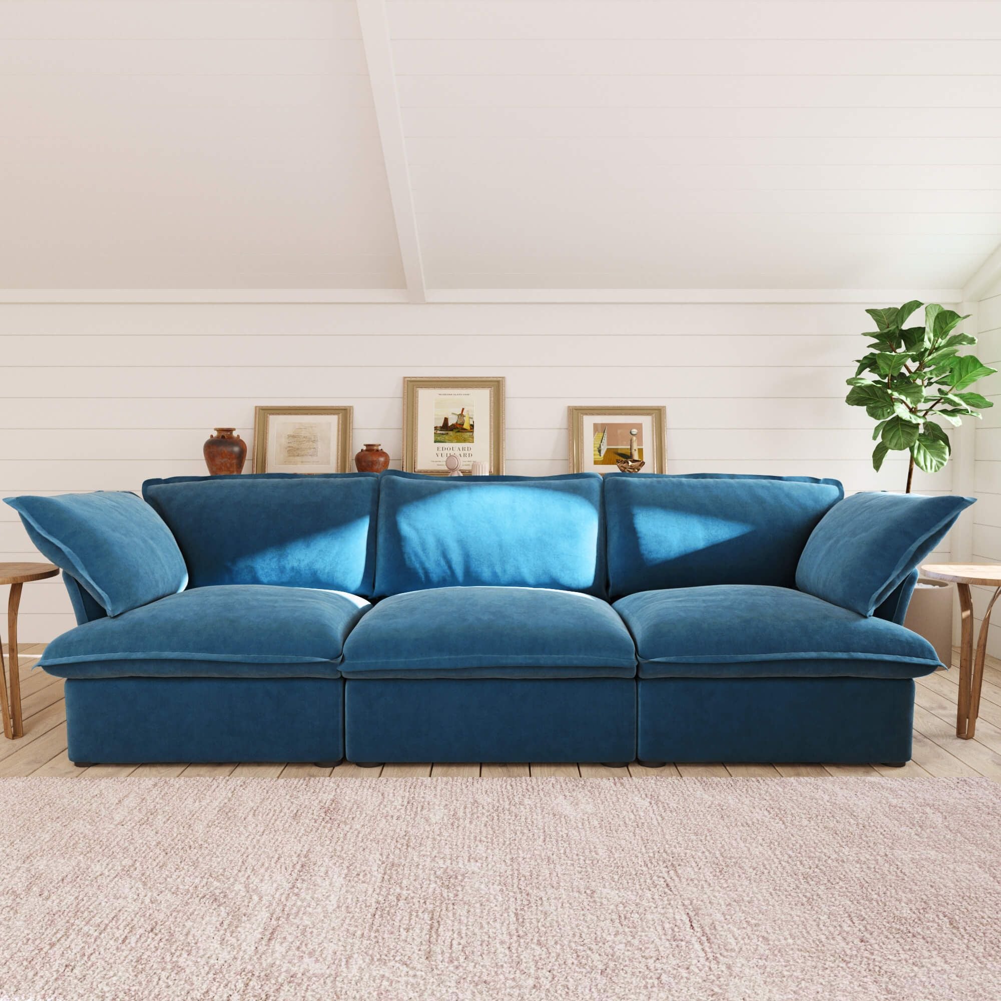 Crenus - Softspot 122.82" Sectional Sofa 3-Seater with Sofa Cover
