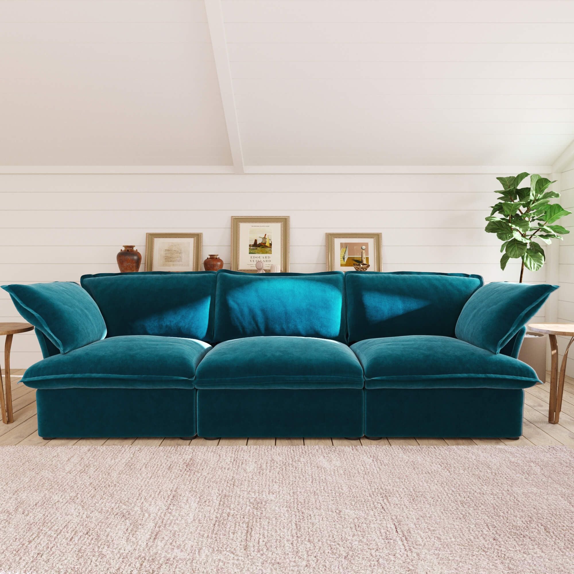 Crenus - Softspot 122.82" Sectional Sofa 3-Seater with Sofa Cover