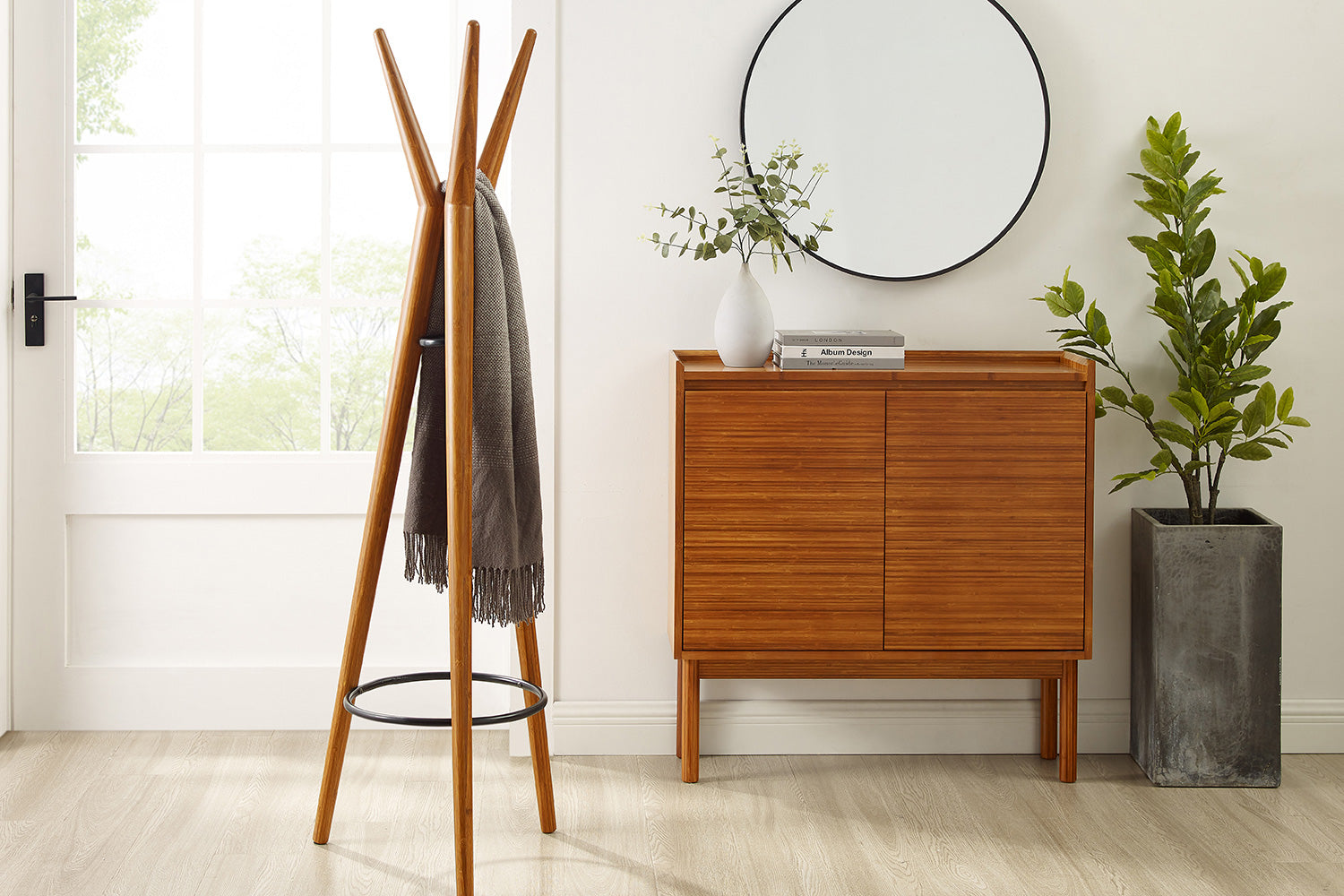 Greenington - Spire Coat Tree in Amber, Solid Moso Bamboo