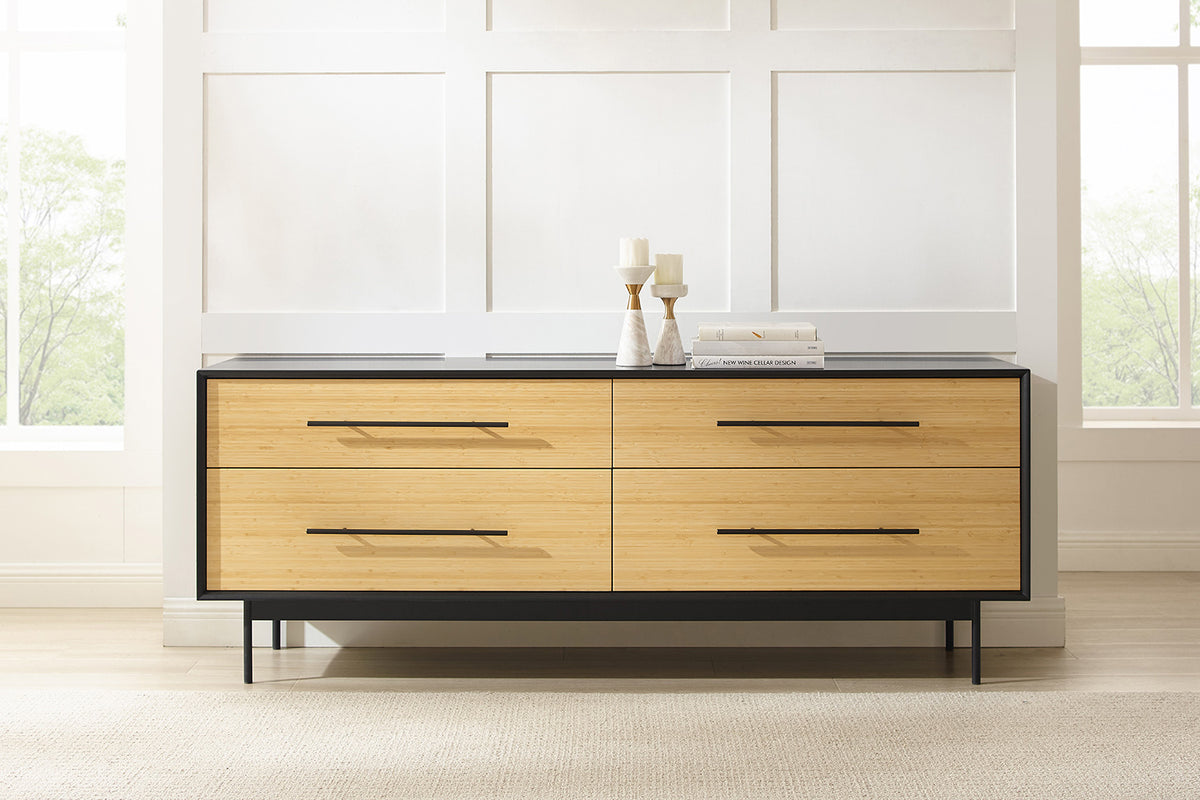 Greenington - Santa Cruz 4 Drawer Double Dresser in Wheat, Solid Moso Bamboo