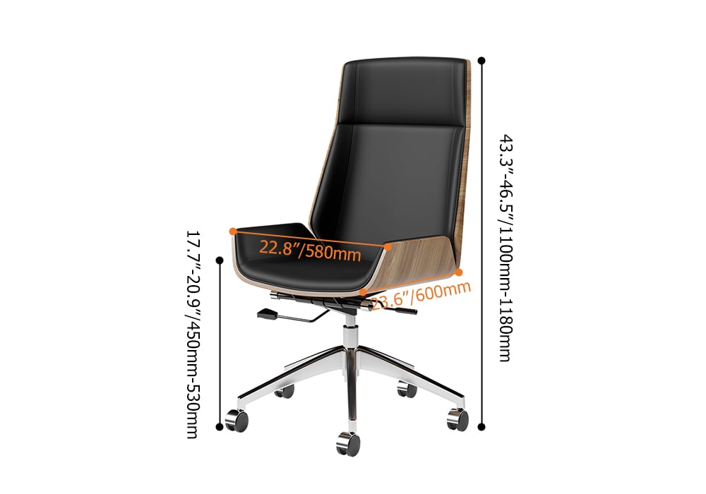 HMR - Faux Leather Office Chair Desk Chair with Wheels & Adjustable Height