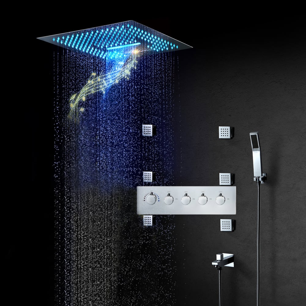 HMR - Wall-Mounted 16" Shower System 4-Function Thermostatic