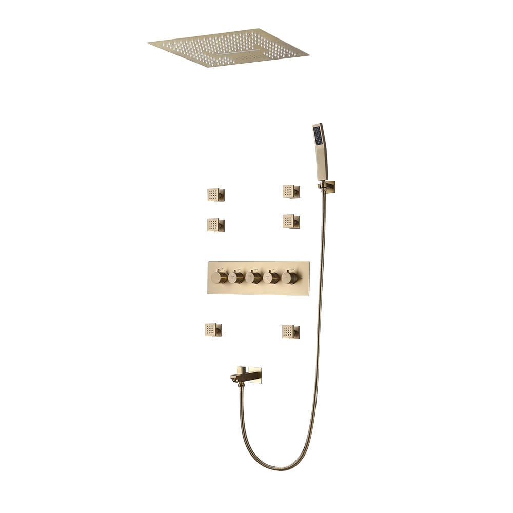 HMR - Wall-Mounted 16" Shower System 4-Function Thermostatic