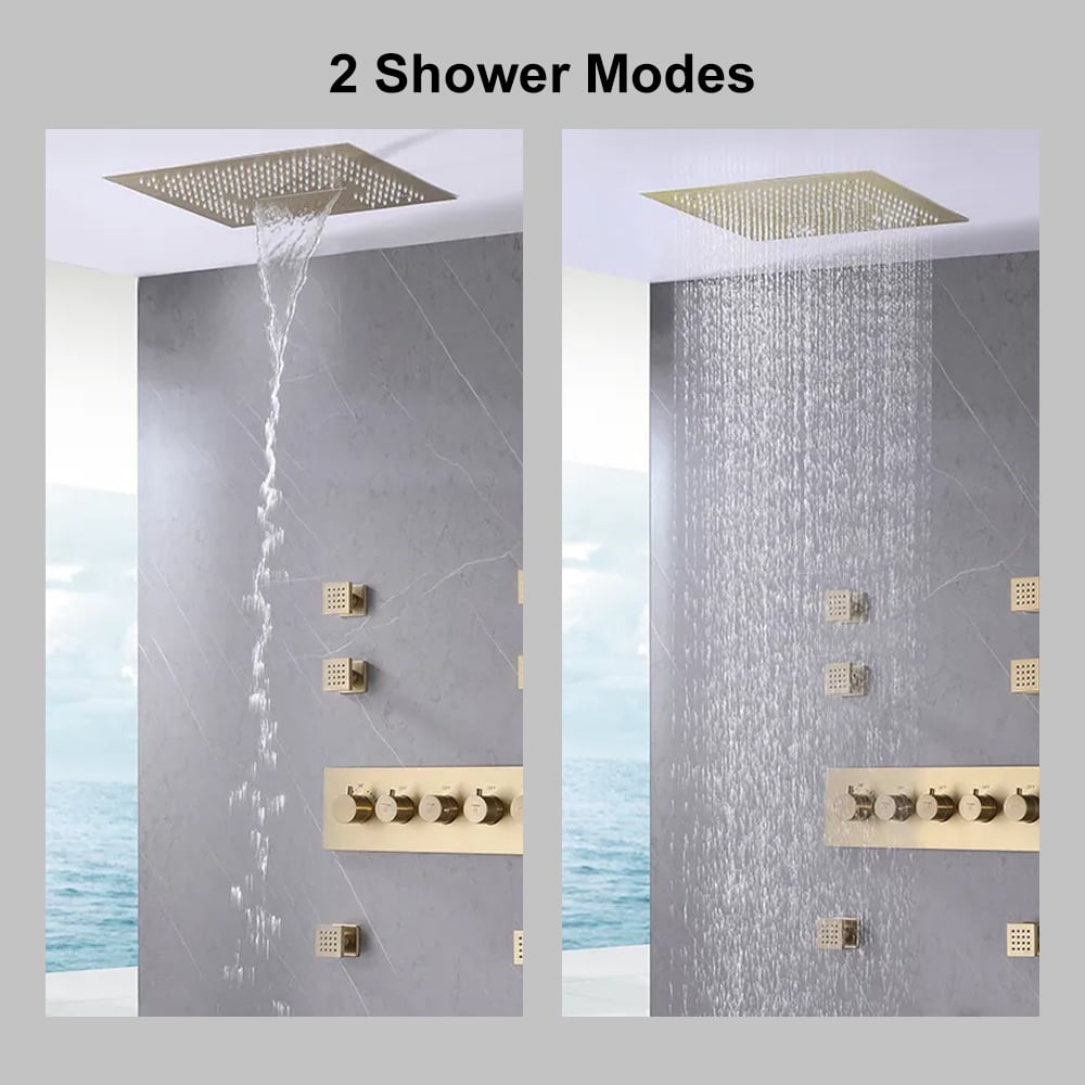 HMR - Wall-Mounted 16" Shower System 4-Function Thermostatic