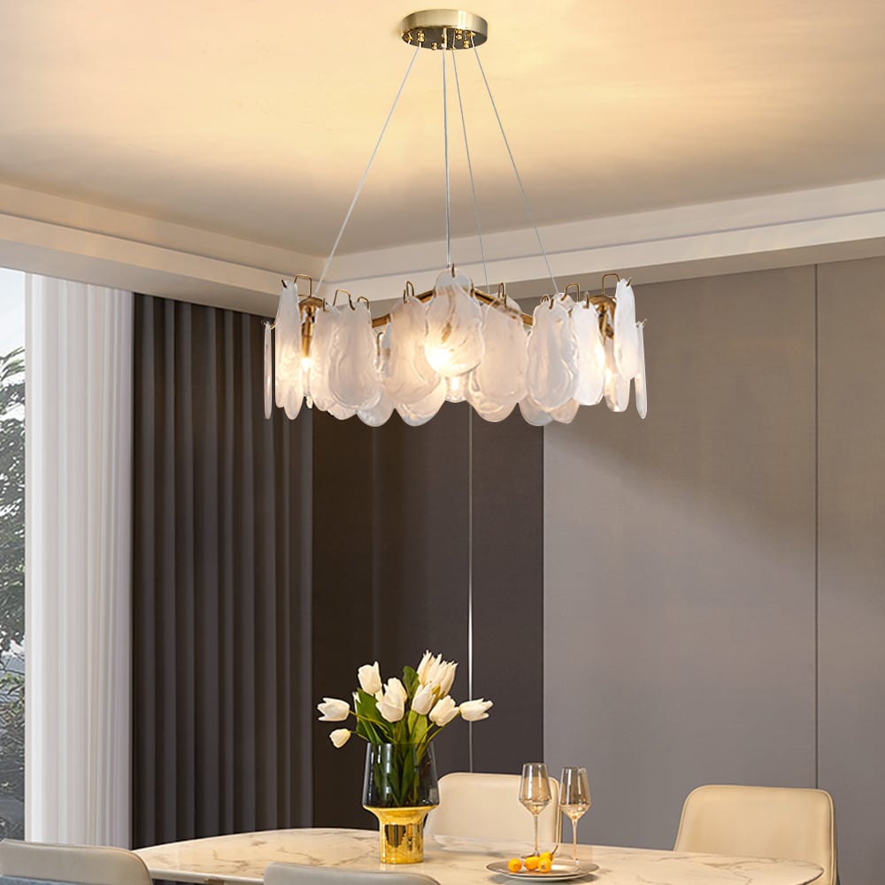 HMR - Cloude Modern Tiered Cloud Glass Chandelier with Adjustable Cables