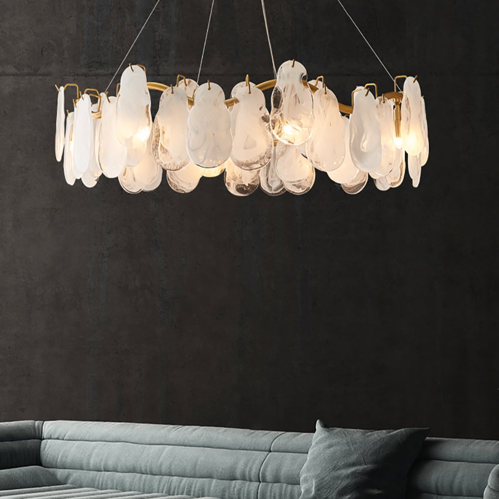 HMR - Cloude Modern Tiered Cloud Glass Chandelier with Adjustable Cables