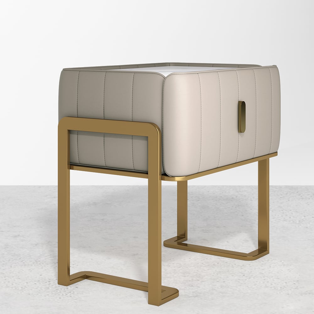 HMR - Modern Nightstand Drawer Bedroom Bedside Table with Sintered Stone Top