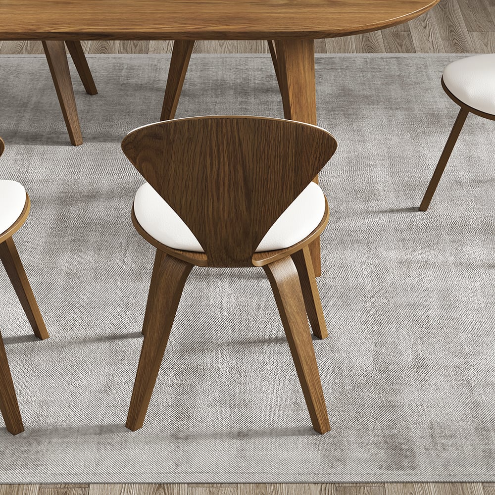 HMR - MidCentury Modern Dining Chairs PU Leather Upholstery Walnut White
