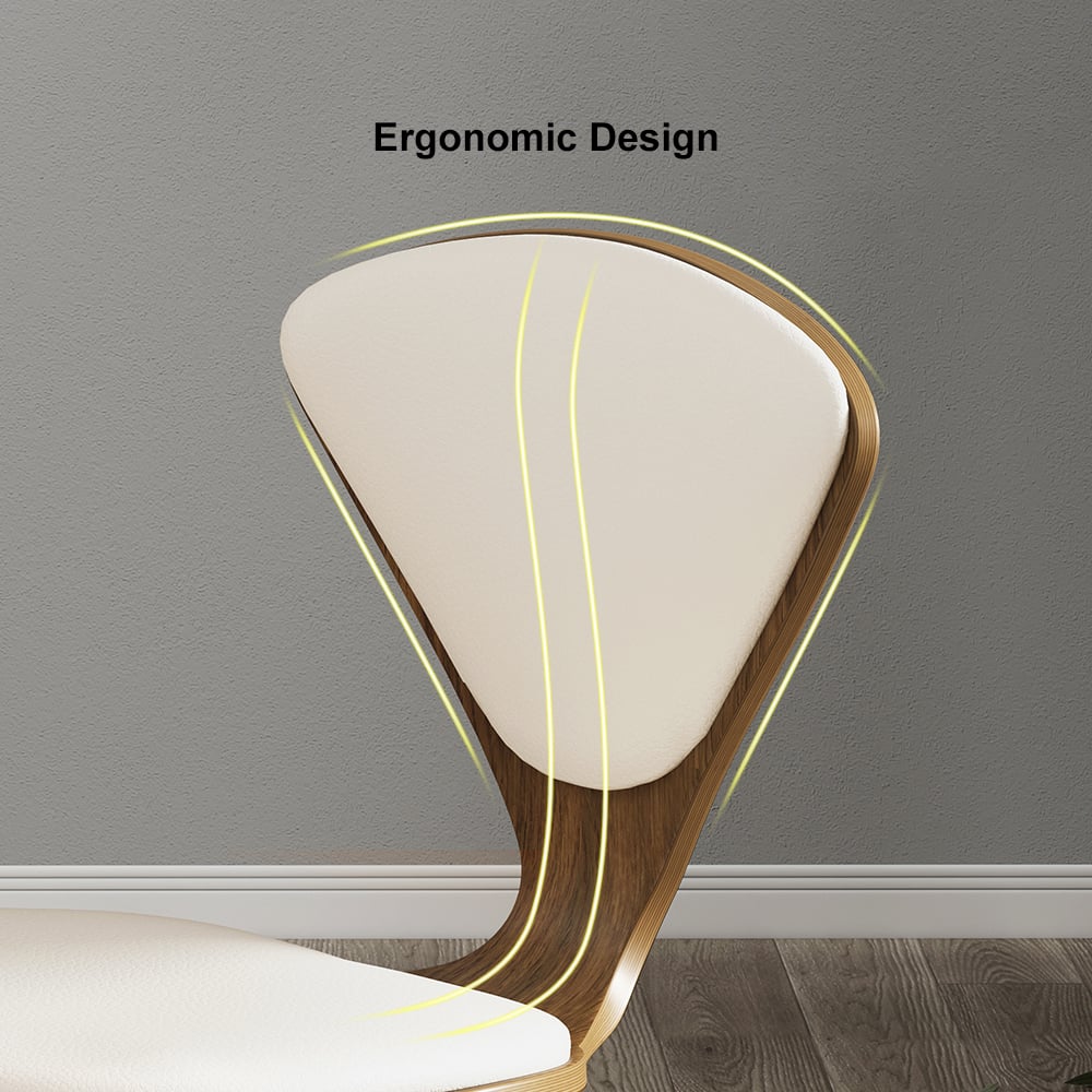 HMR - MidCentury Modern Dining Chairs PU Leather Upholstery Walnut White