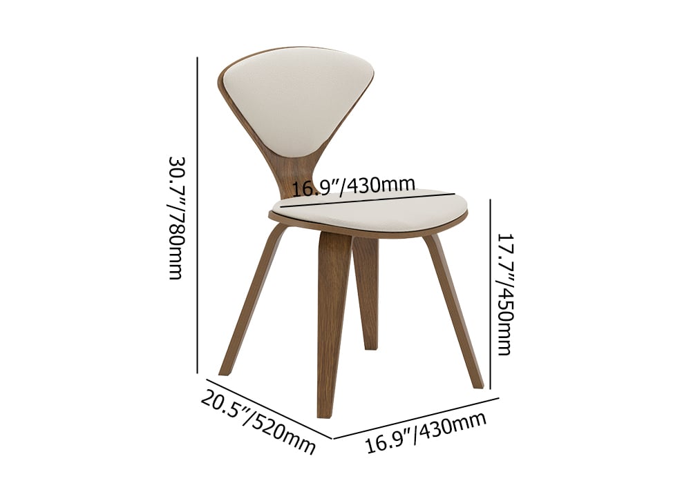 HMR - MidCentury Modern Dining Chairs PU Leather Upholstery Walnut White