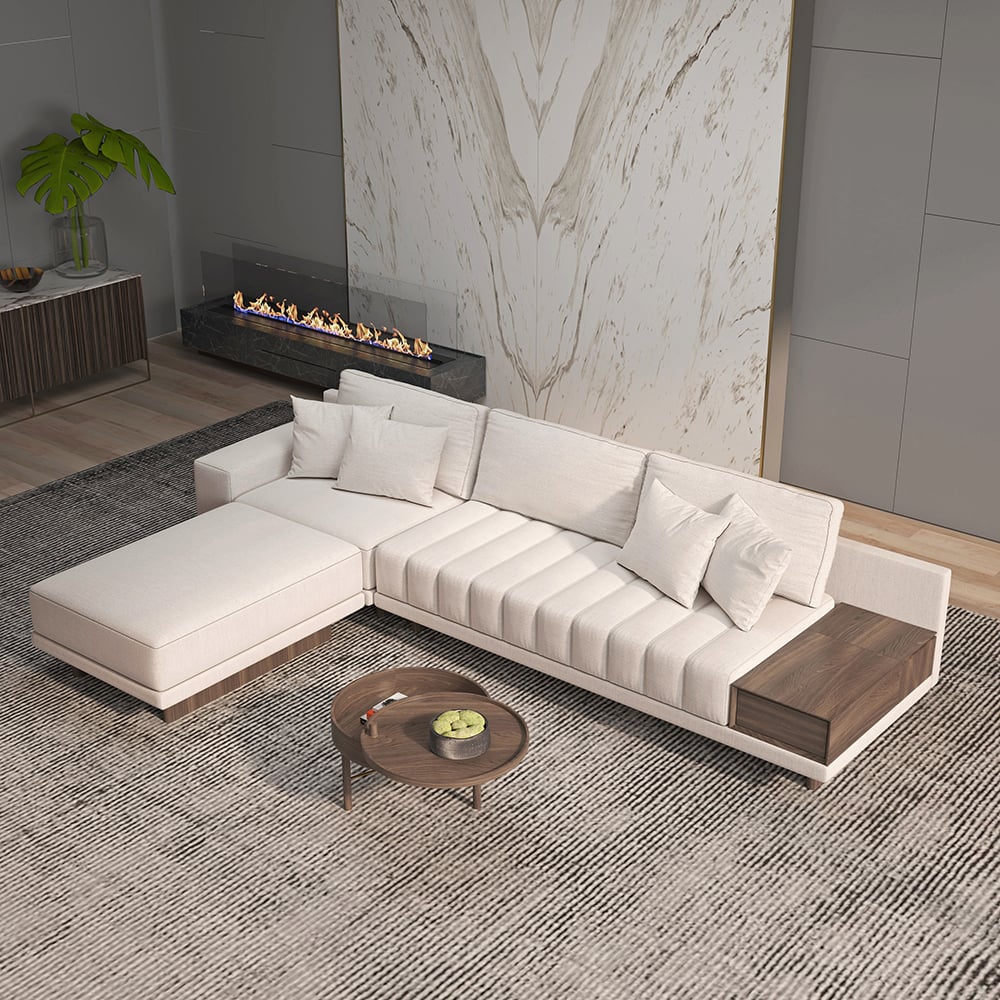 HMR - 126" L-Shaped Modular Sectional with Chaise & Ottoman