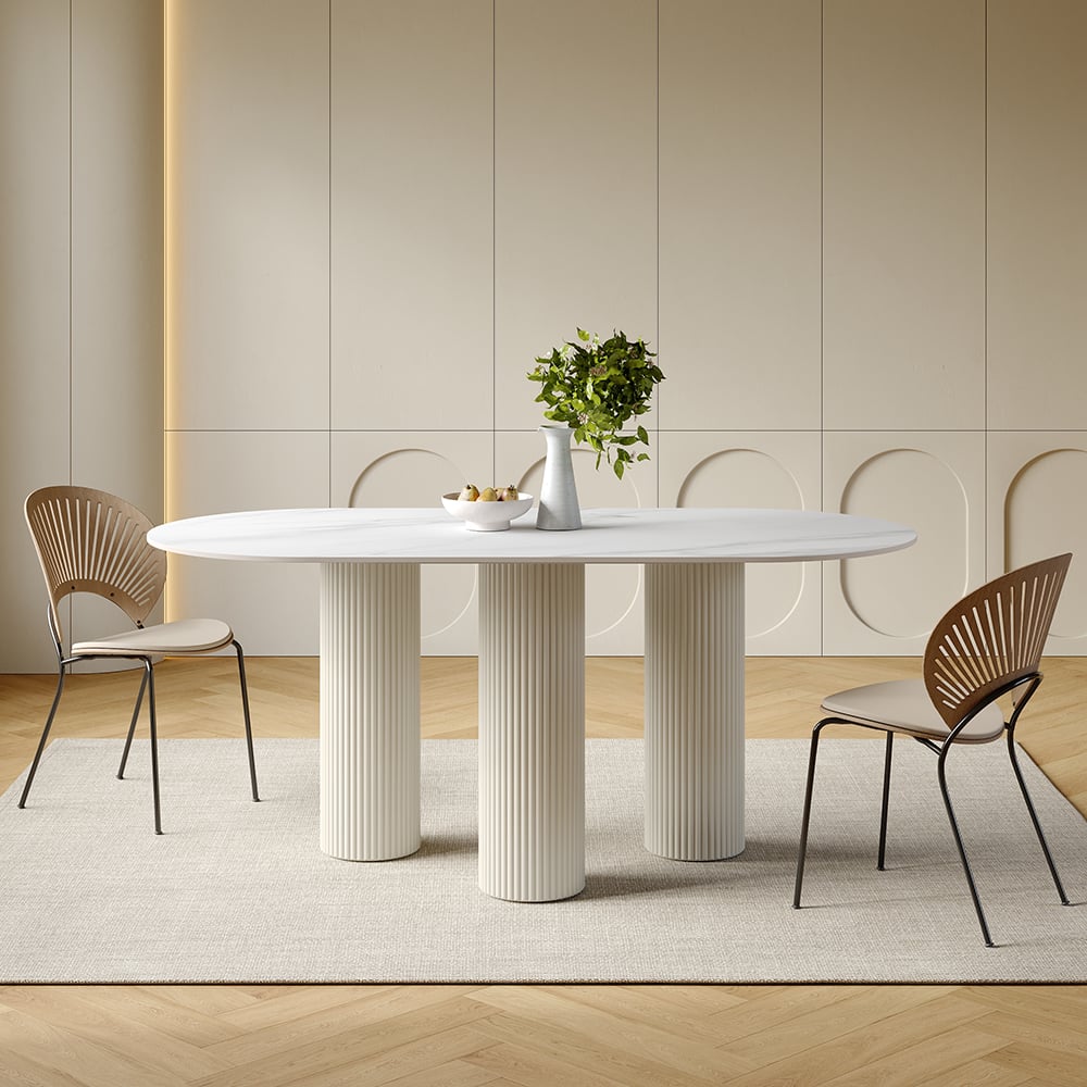 HMR - Modern Round Sintered Stone Dining Table