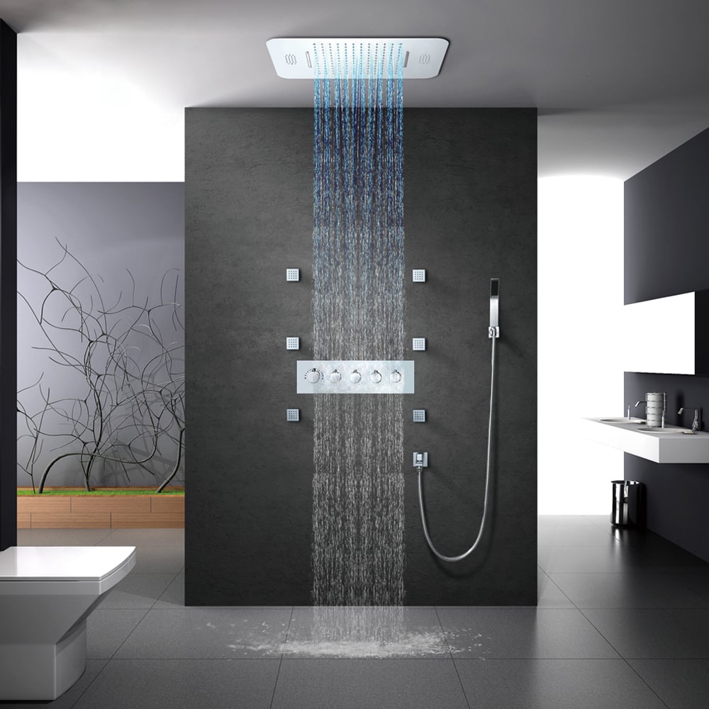HMR - Wall-Mounted 23" Thermostatic Shower System 4 Functions