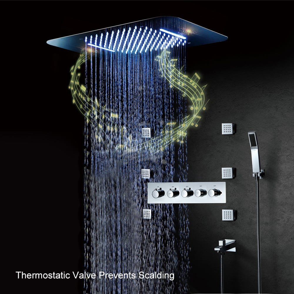 HMR - Wall-Mounted 23" Thermostatic Shower System 4 Functions