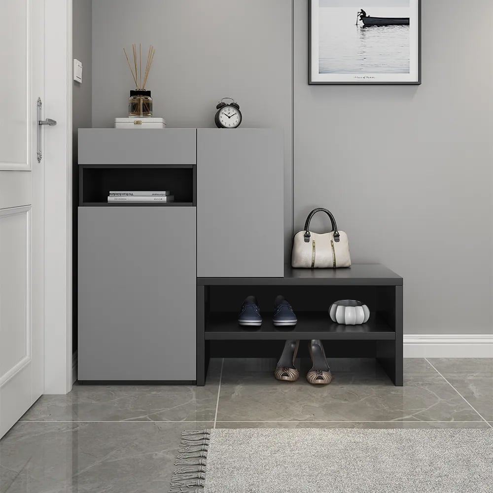 HMR - Fero Corner Shoe Storage Cabinet with 7 Shelves & 1 Drawer Entryway Shoe Storage