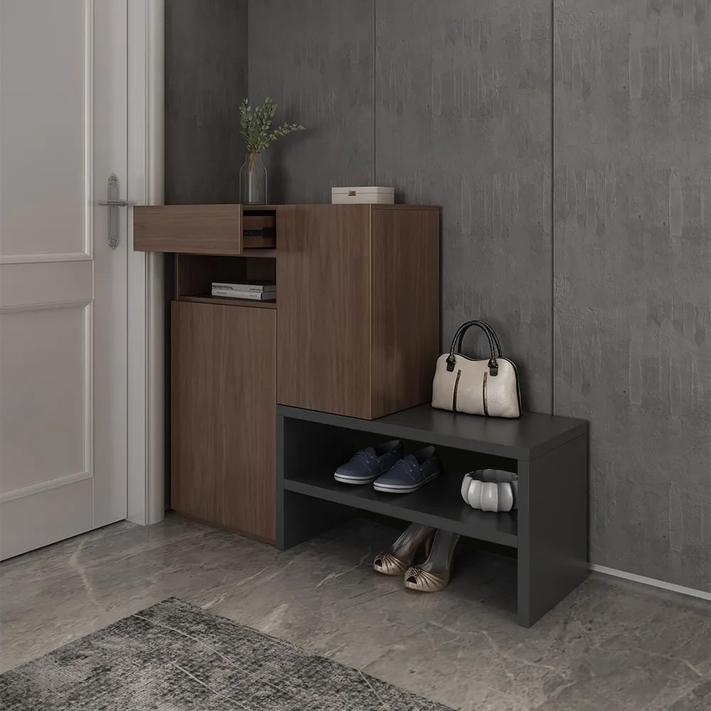HMR - Fero Corner Shoe Storage Cabinet with 7 Shelves & 1 Drawer Entryway Shoe Storage