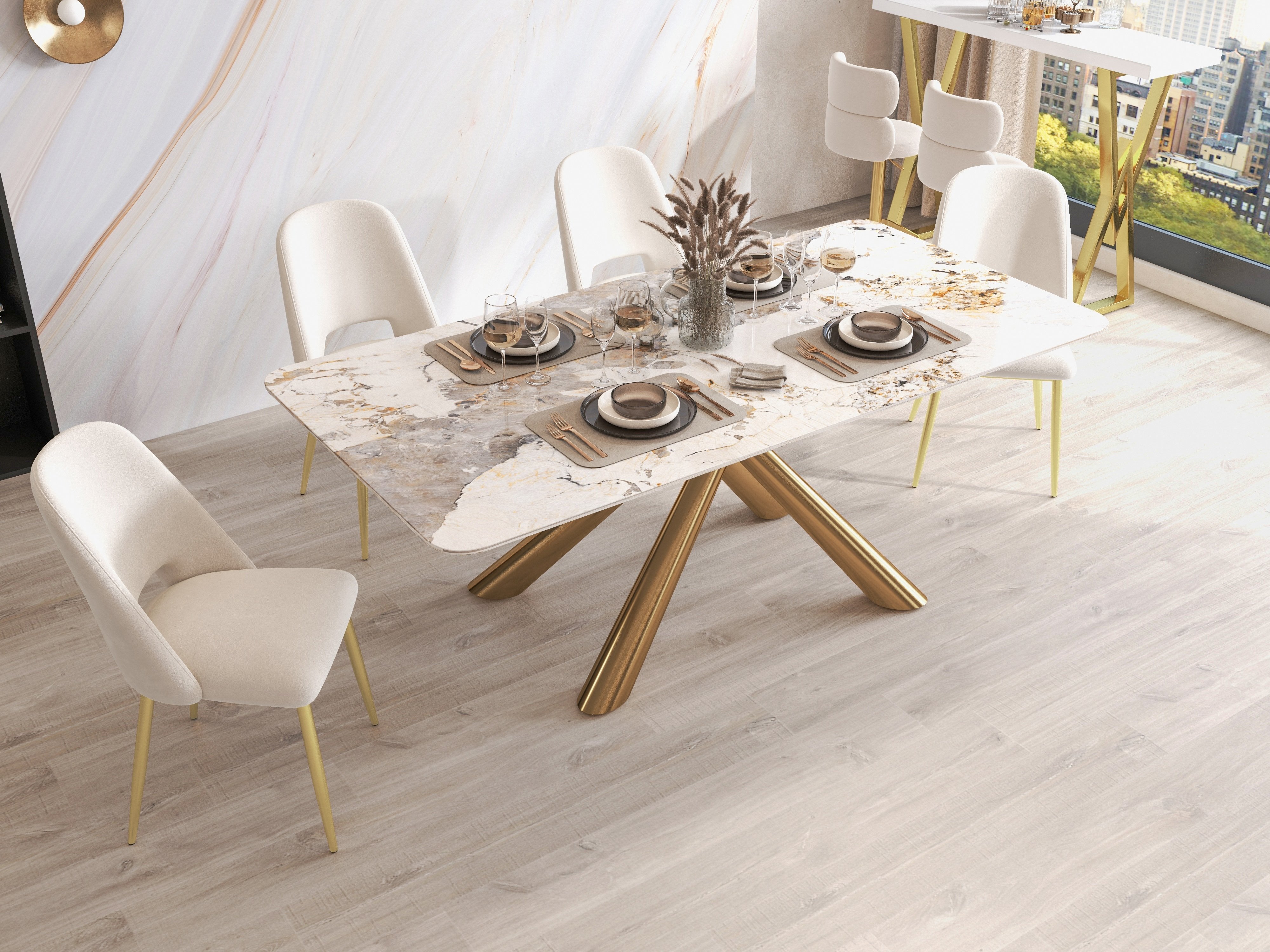 HMR - Modern Rectangle Sintered Stone Dining Table