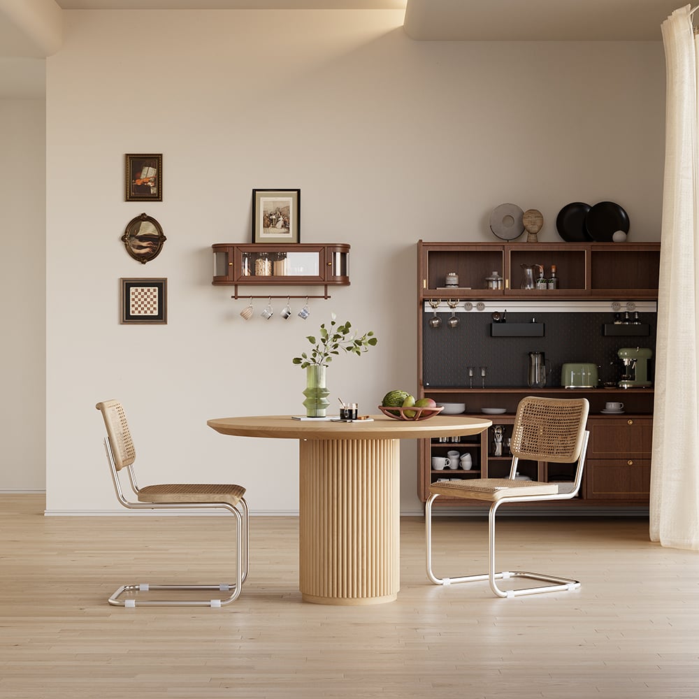 HMR - Japandi Style Round Wood Dining Table