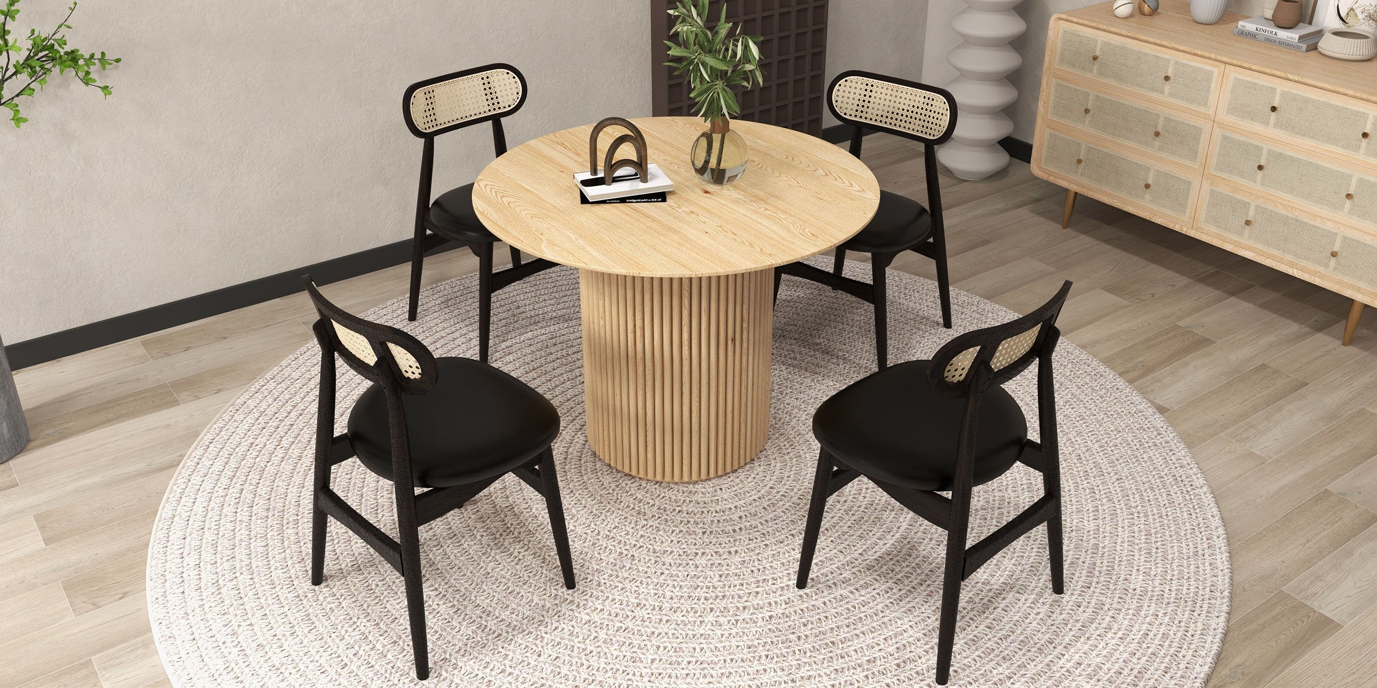 HMR - Japandi Style Round Wood Dining Table