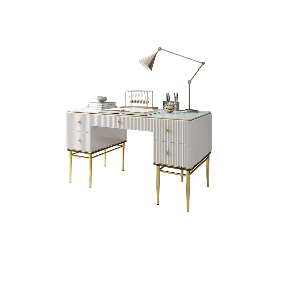 HMR - 55.1" Executive Office Desk with Drawers White Home & Office Furniture