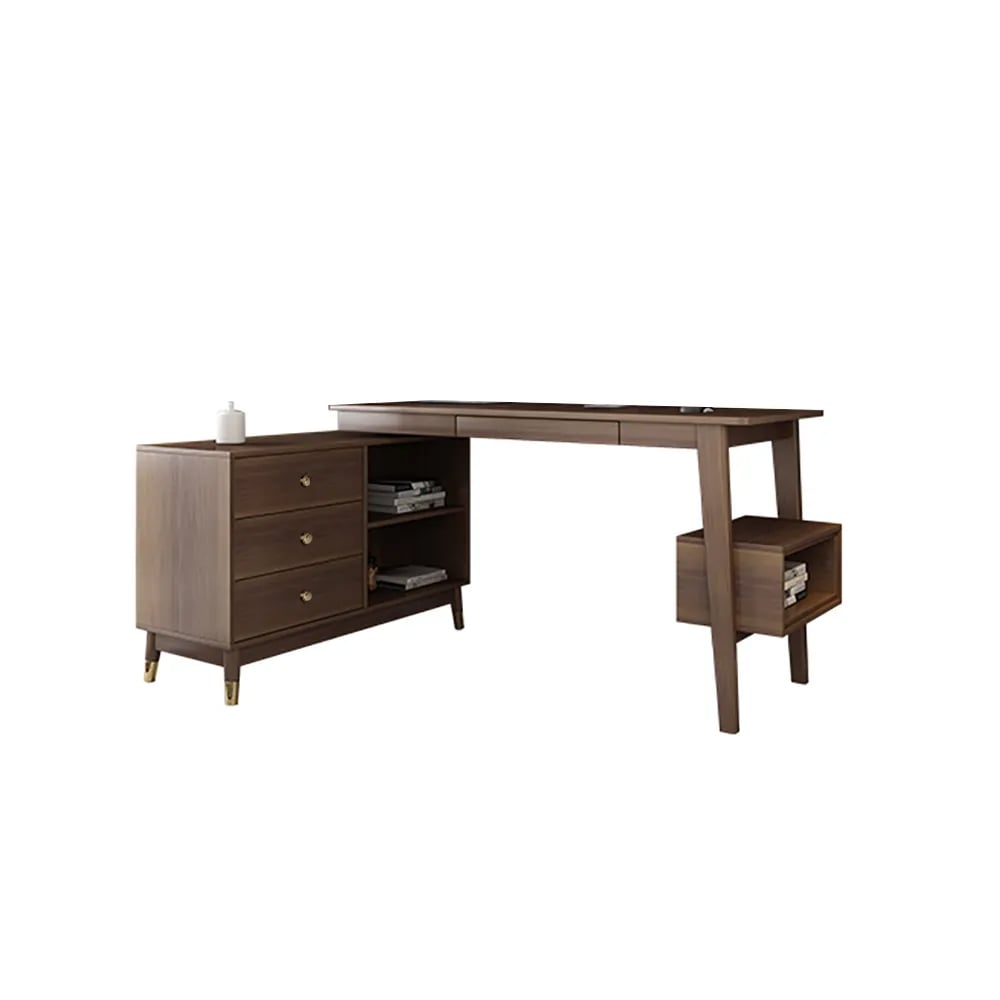 HMR - 47.2" Ultic L-Shaped Home Office Desk Desk with Storage Drawers & Shelf