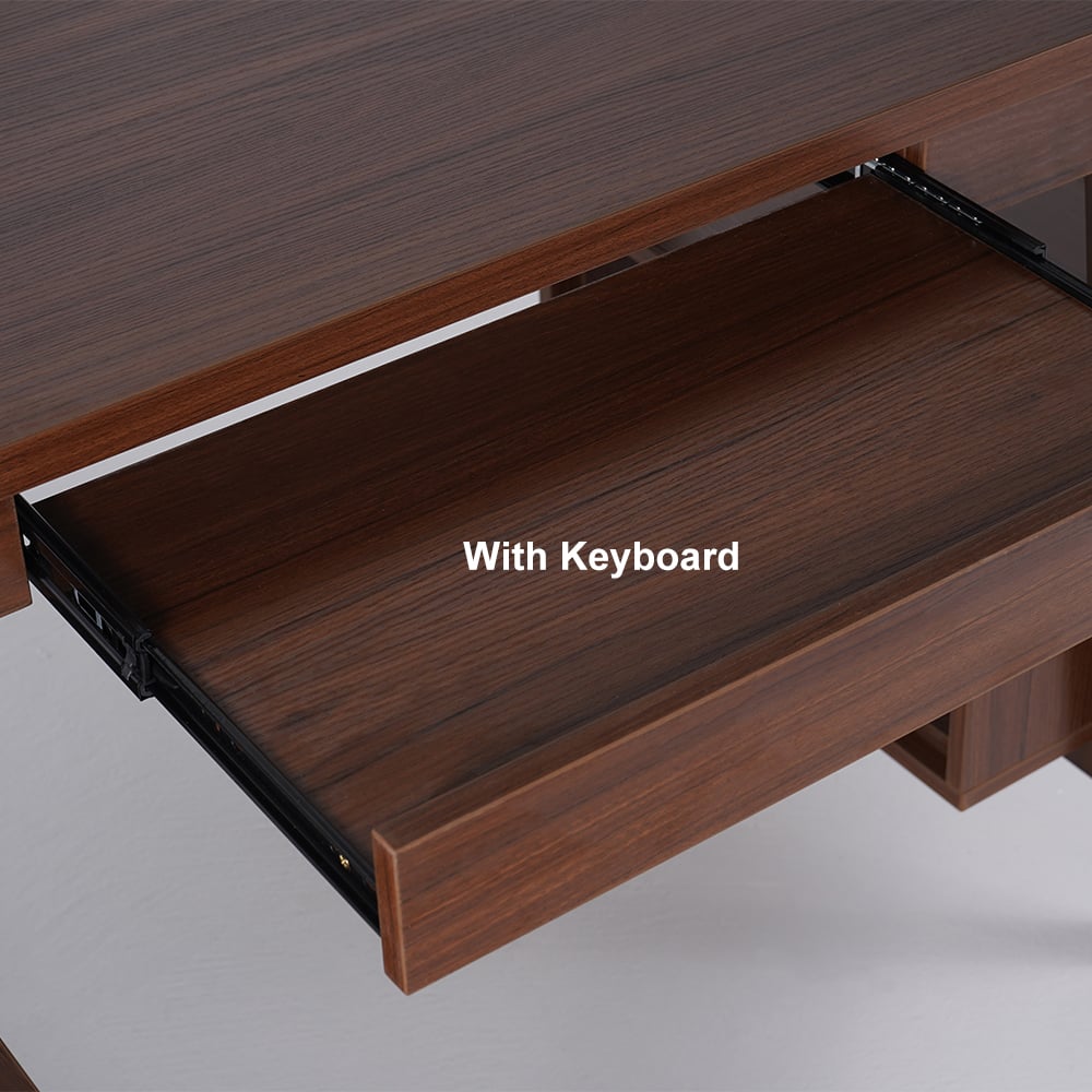 HMR - 47.2" Ultic L-Shaped Home Office Desk Desk with Storage Drawers & Shelf