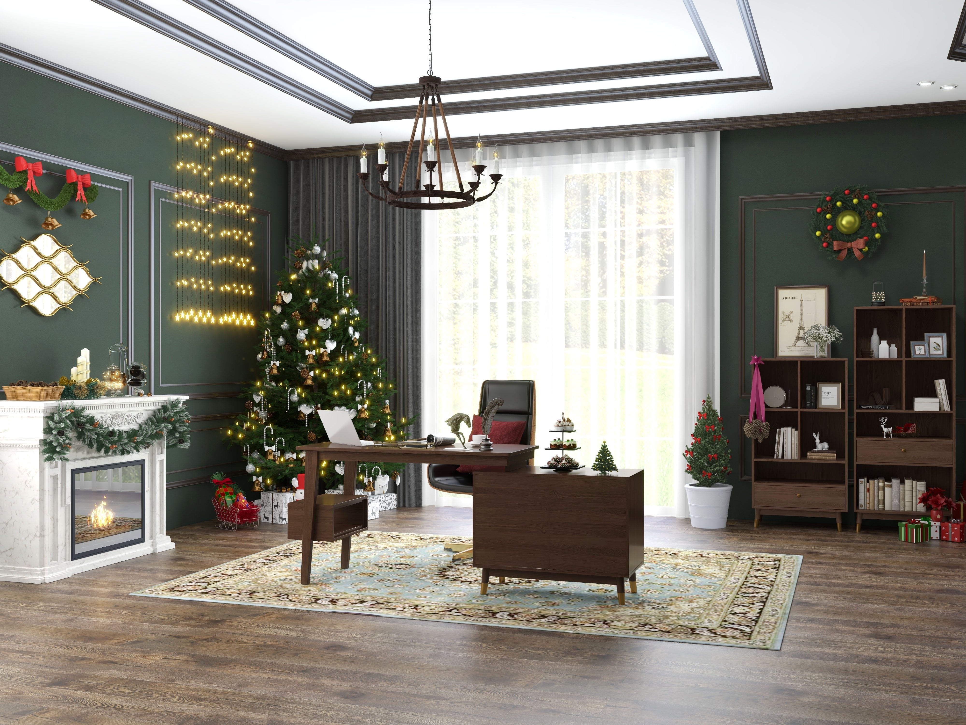 HMR - 47.2" Ultic L-Shaped Home Office Desk Desk with Storage Drawers & Shelf