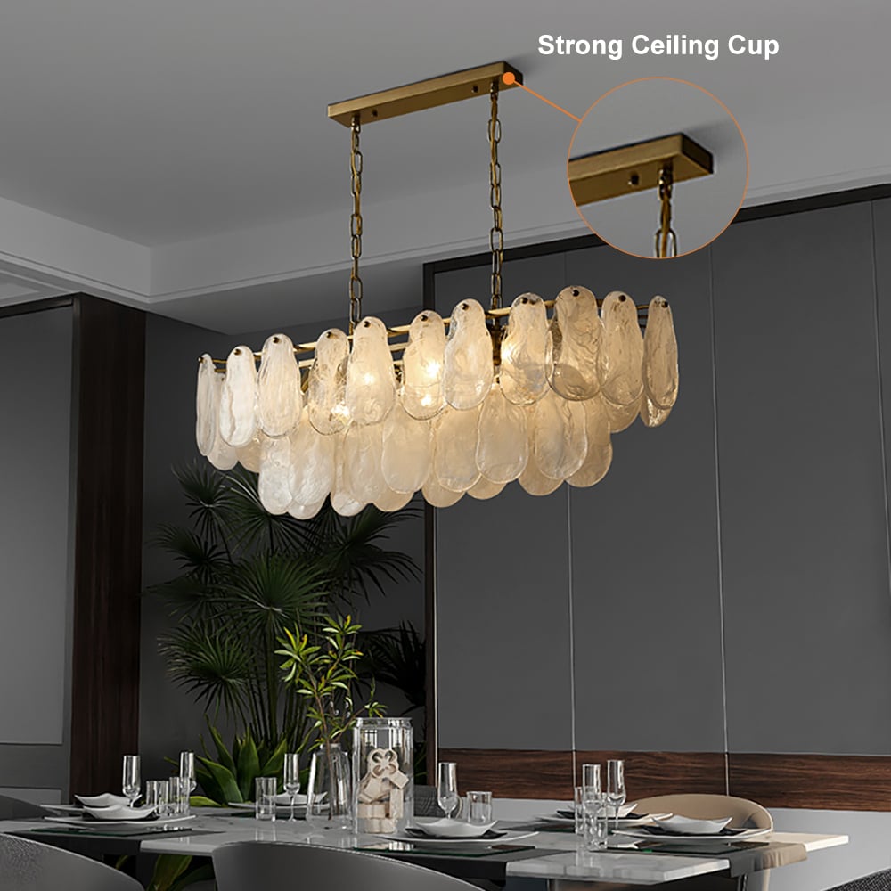 HMR - Cloude Modern Multi-Tier Cloud Glass Pendant Light Kitchen Island Light Adjustable Chain