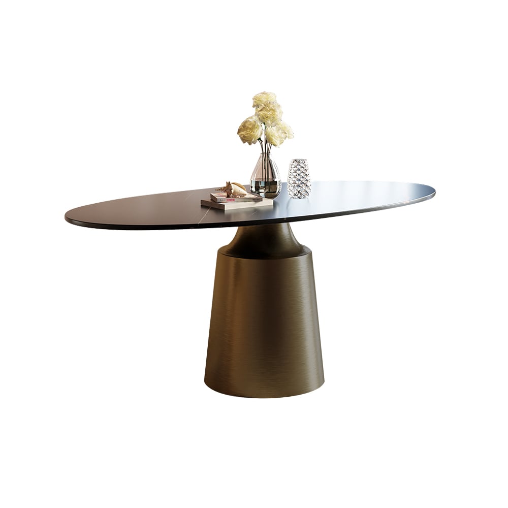 HMR - 63" Affordable Luxury Modern Oval Sintered Stone Dining Table Seats 4-6 People