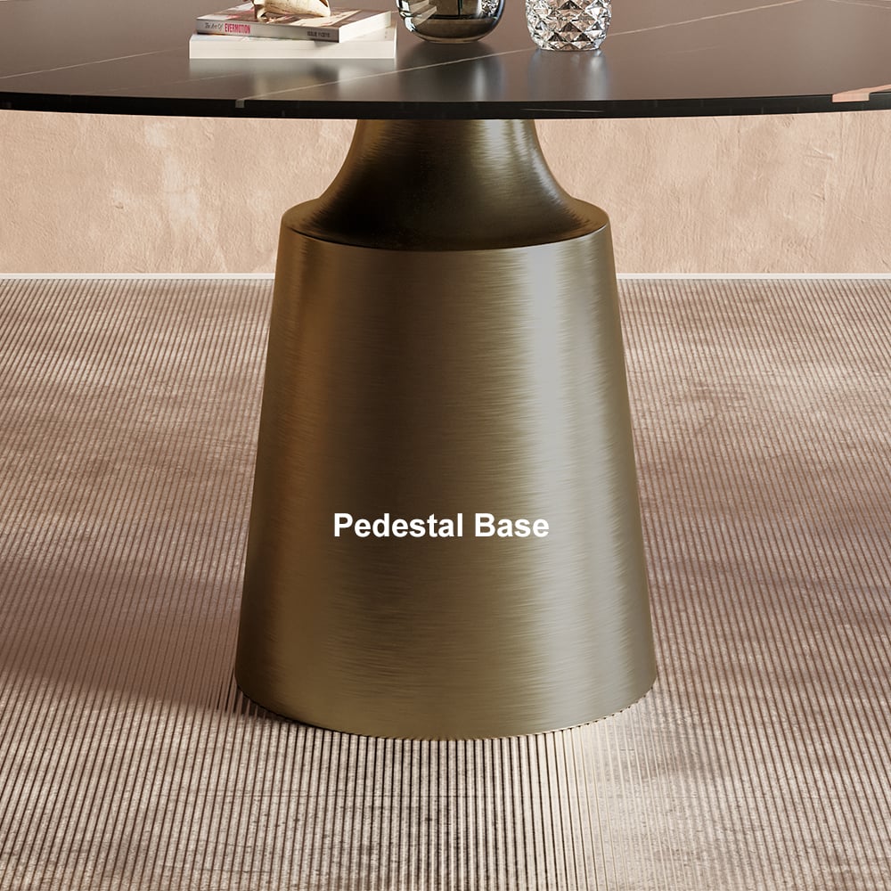 HMR - 63" Affordable Luxury Modern Oval Sintered Stone Dining Table Seats 4-6 People