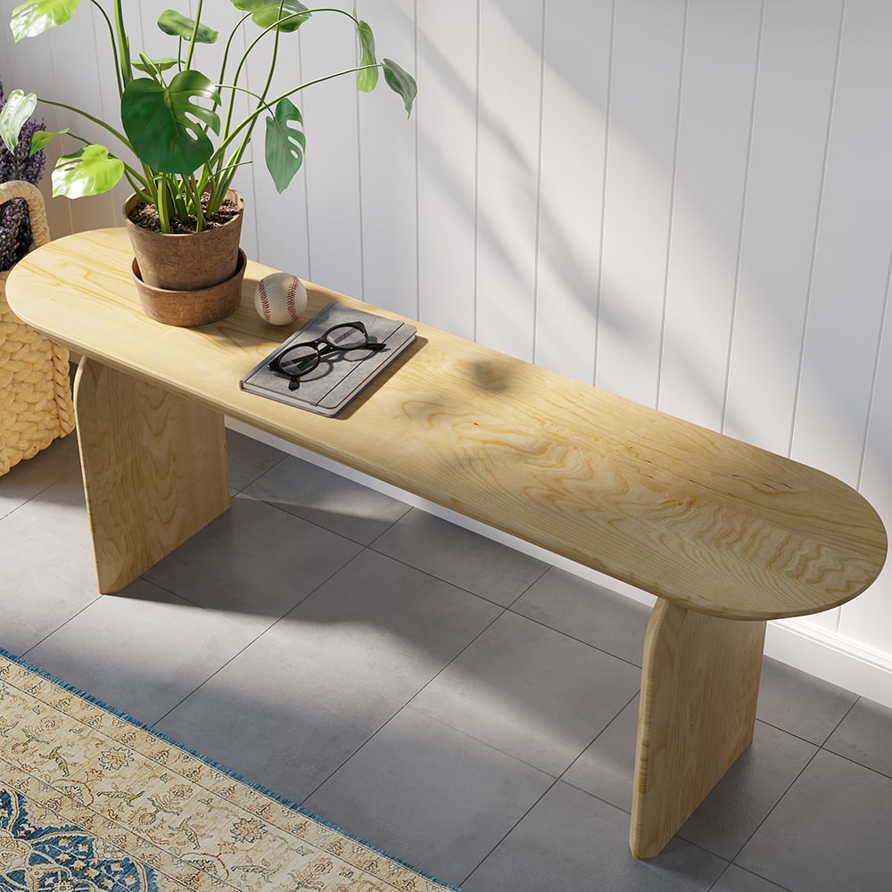 HMR - Tintica Series Japandi Oval Solid Wood Dining Bench Seats 1-2 People