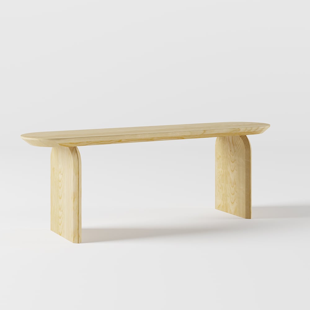 HMR - Tintica Series Japandi Oval Solid Wood Dining Bench Seats 1-2 People