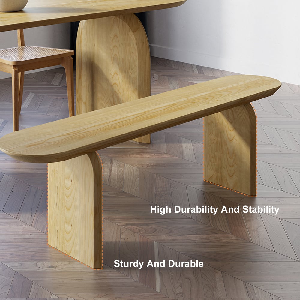 HMR - Tintica Series Japandi Oval Solid Wood Dining Bench Seats 1-2 People