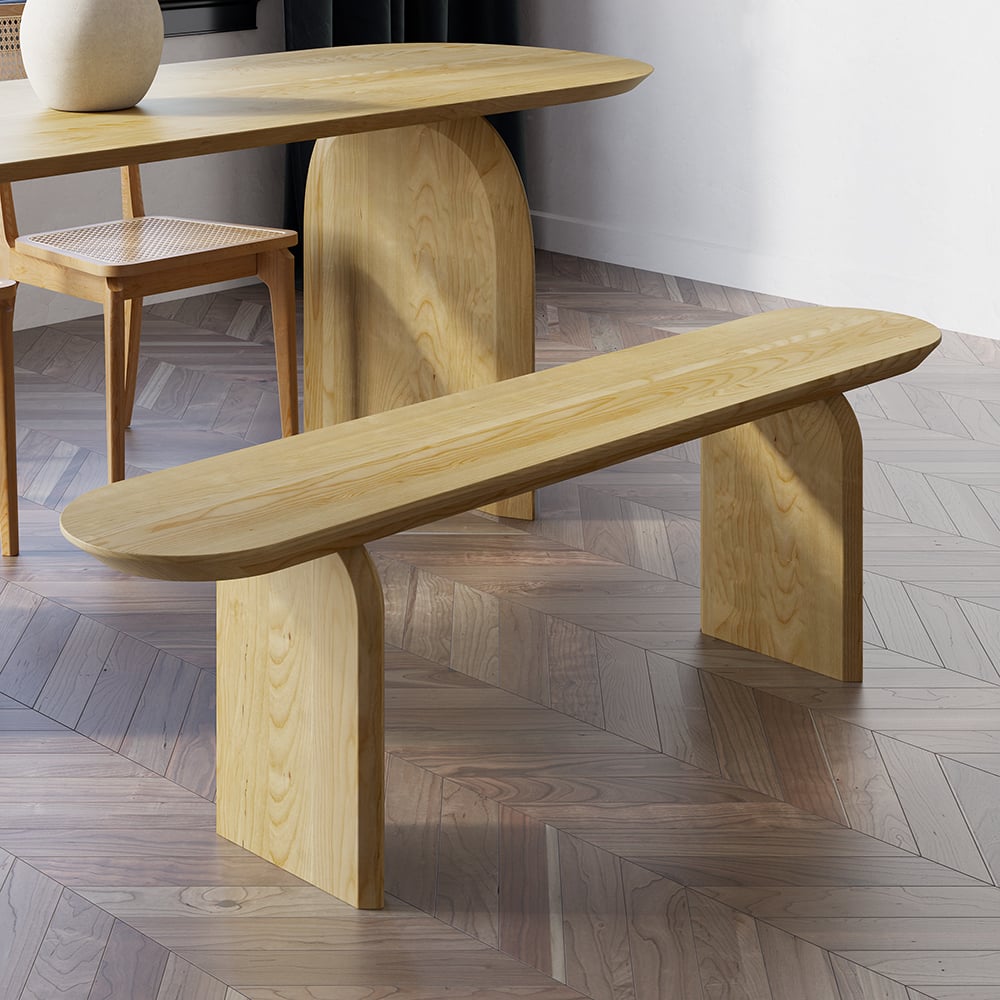 HMR - Tintica Series Japandi Oval Solid Wood Dining Bench Seats 1-2 People