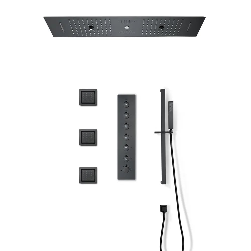 HMR - 35 Modern Thermostatic Rain Shower System 6 Functions Massage Music Remote Controlled LED