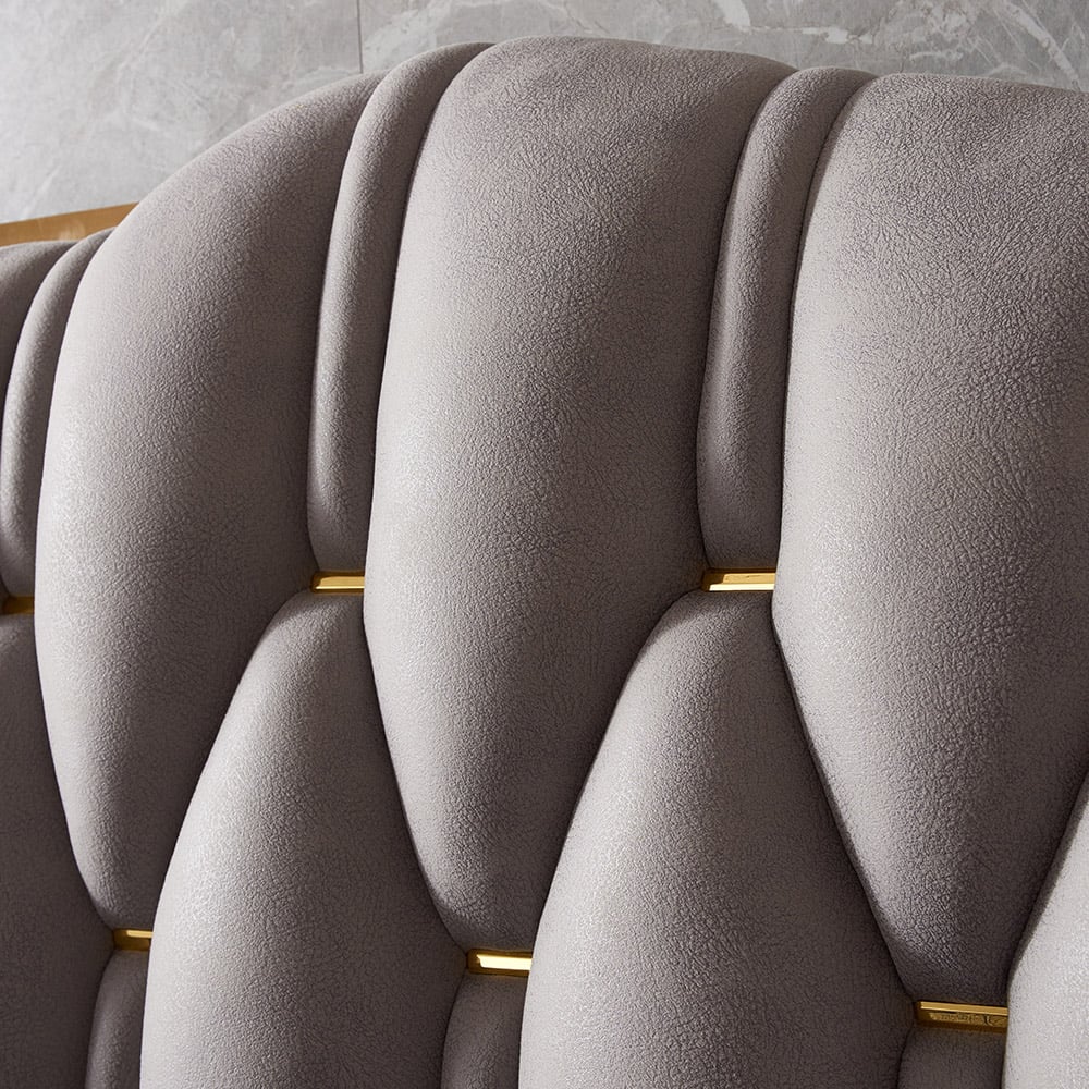 HMR - Luxury Upholstered Bed Frame with Tufted Wingback Headboard