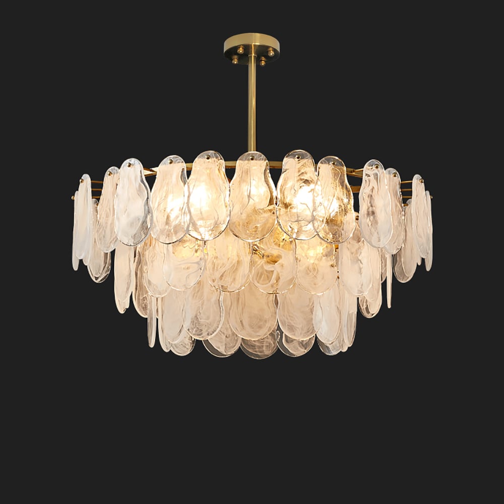 HMR - Cloude Modern Tiered Cloud Glass Chandelier Adjustable Hanging Rod