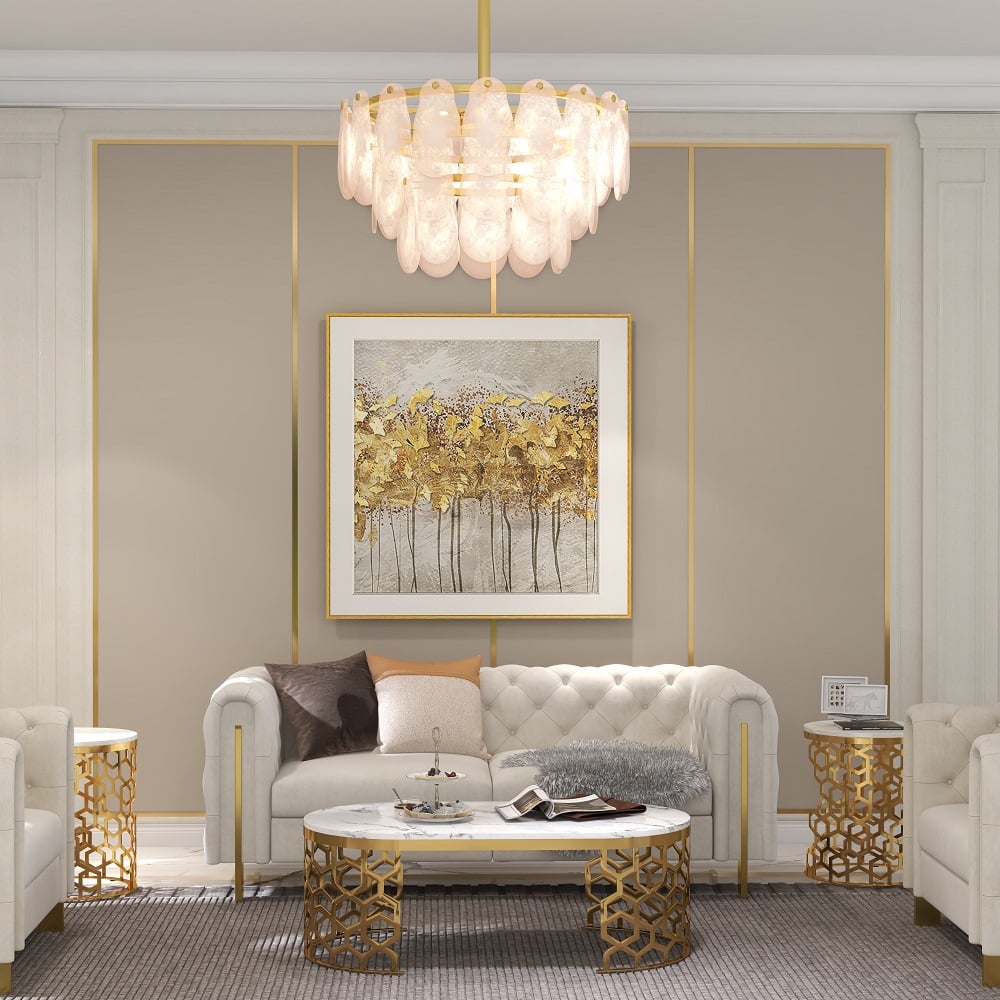 HMR - Cloude Modern Tiered Cloud Glass Chandelier Adjustable Hanging Rod
