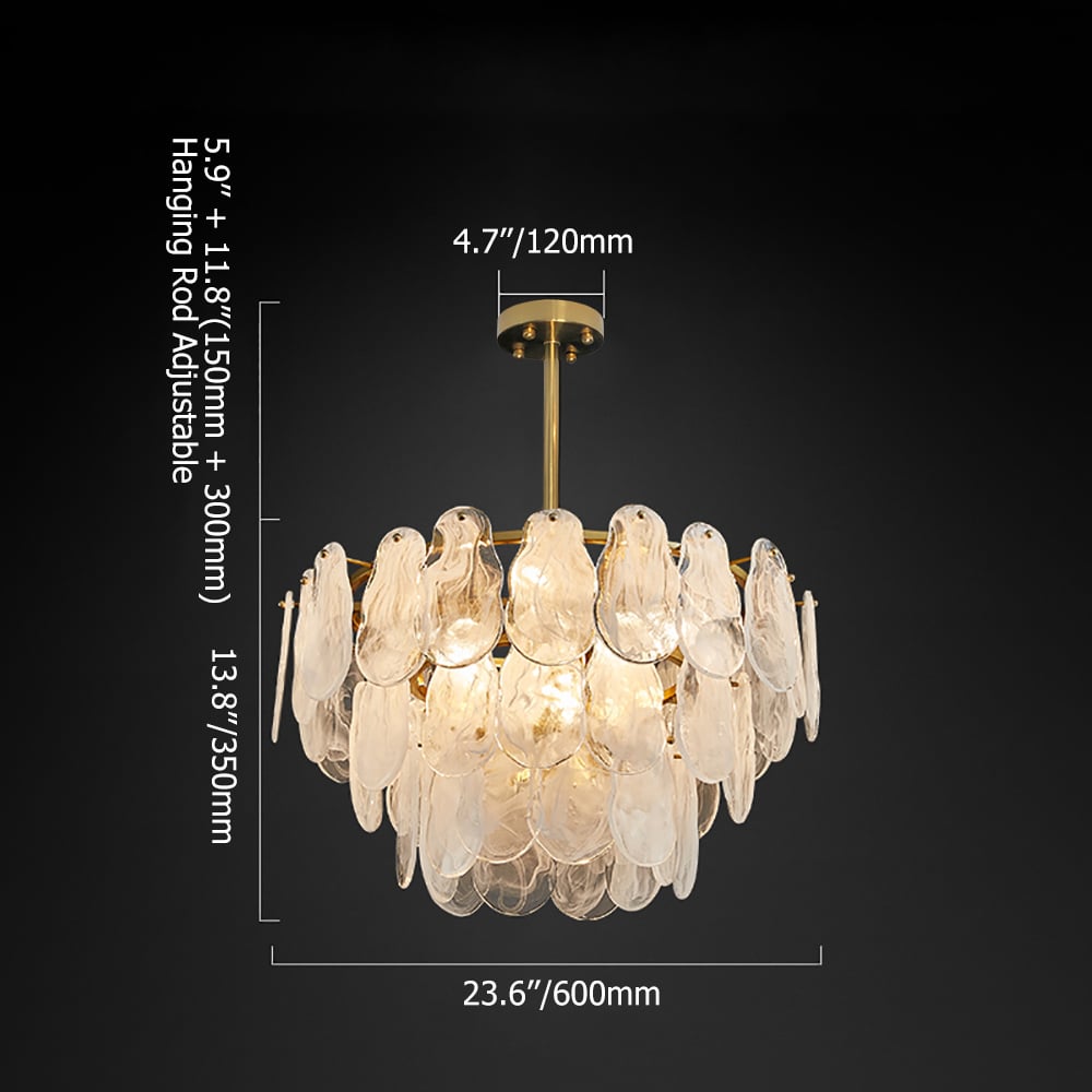 HMR - Cloude Modern Tiered Cloud Glass Chandelier Adjustable Hanging Rod