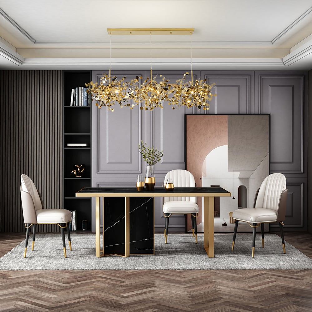 HMR - 9-light Luxury Stainless Steel Gold kitchen Island Chandelier Bright Ceiling Light