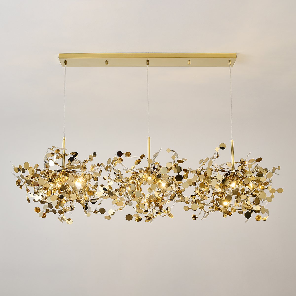 HMR - 9-light Luxury Stainless Steel Gold kitchen Island Chandelier Bright Ceiling Light