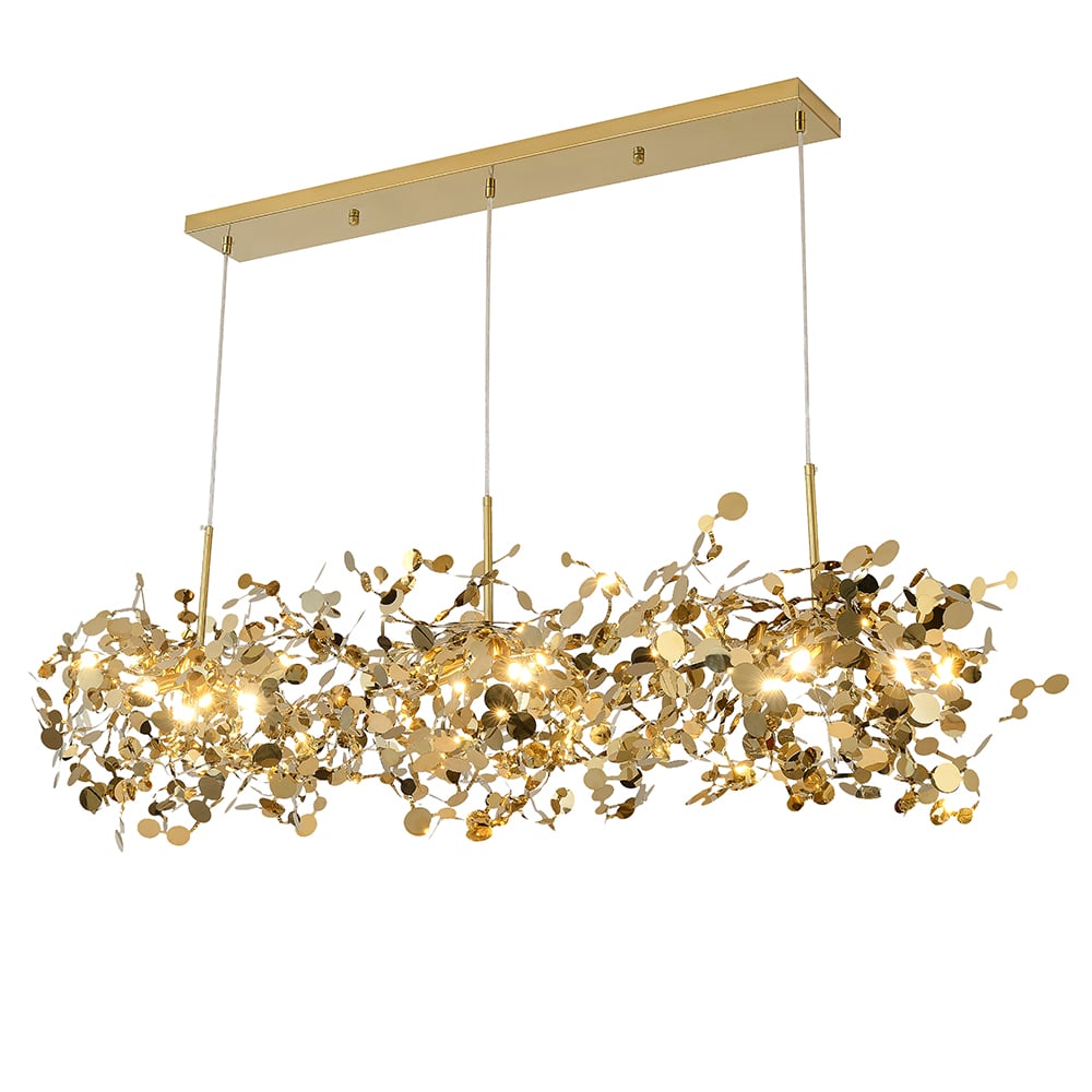 HMR - 9-light Luxury Stainless Steel Gold kitchen Island Chandelier Bright Ceiling Light