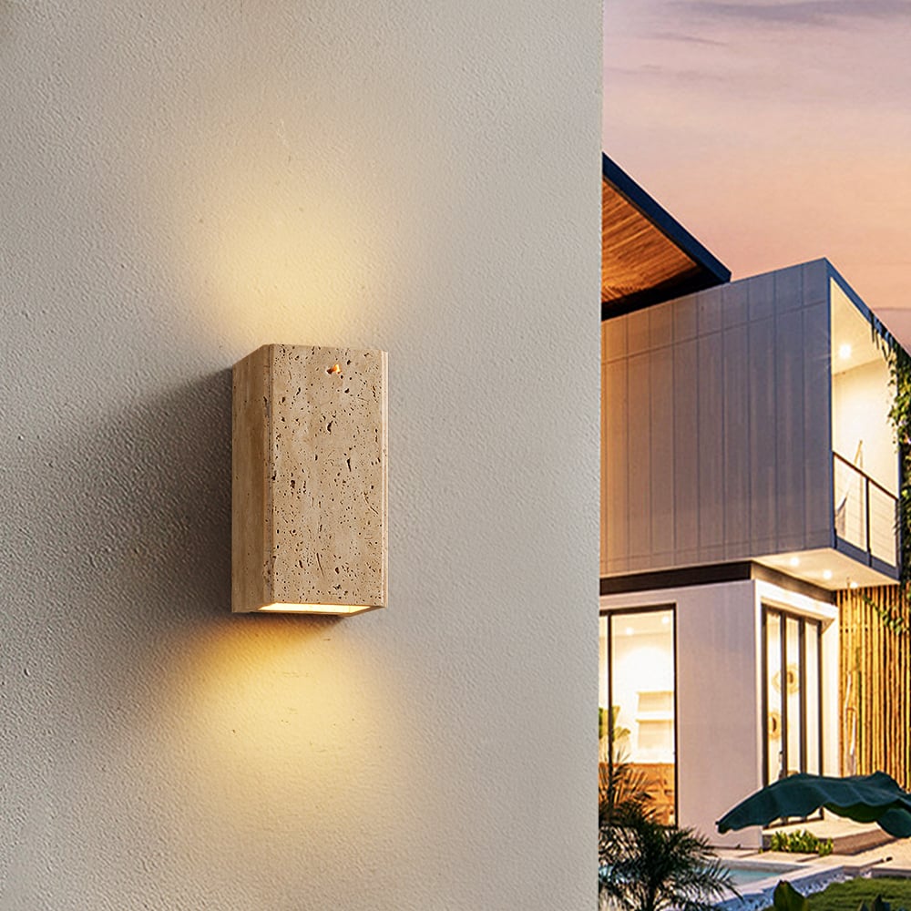 HMR - Travertine LED Outdoor Wall Lighting Modern Waterproof IP65 Outside Wall Sconce