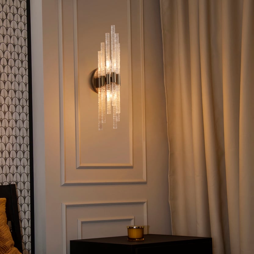 HMR - Morden Minimalist LED Irregular Water Ripple Glass Copper Wall Sconce
