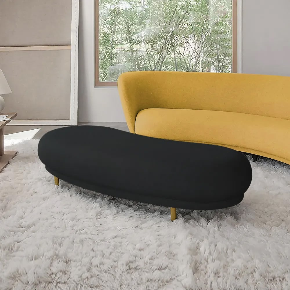 HMR - Modern Curved Bench with Velvet Upholstered