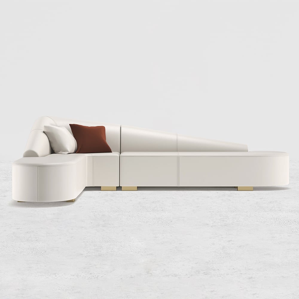HMR - Modern 6-Seater L-Shaped Corner Faux Leather Upholstery Sectional Sofa