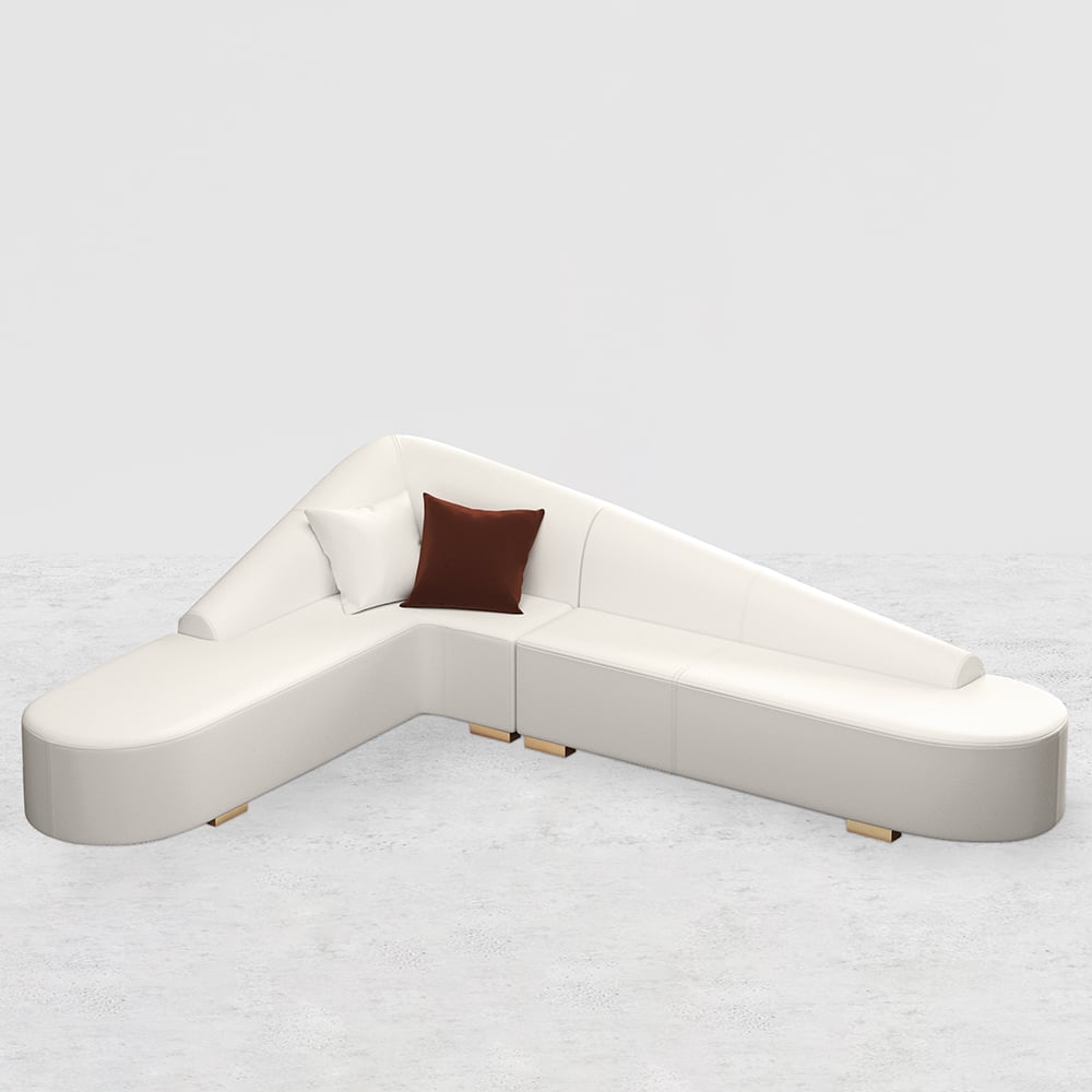HMR - Modern 6-Seater L-Shaped Corner Faux Leather Upholstery Sectional Sofa