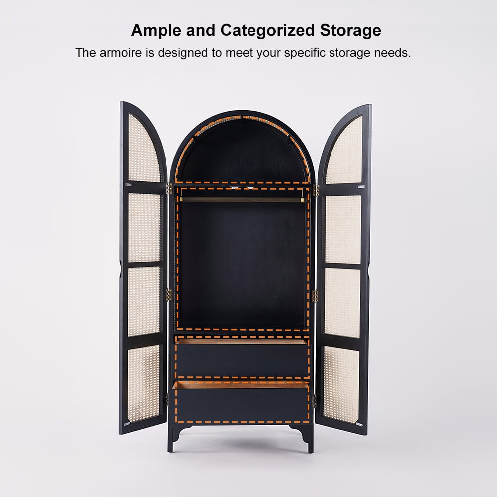 HMR - Bedroom Clothing Armoire with Hidden 2 Doors and Drawers