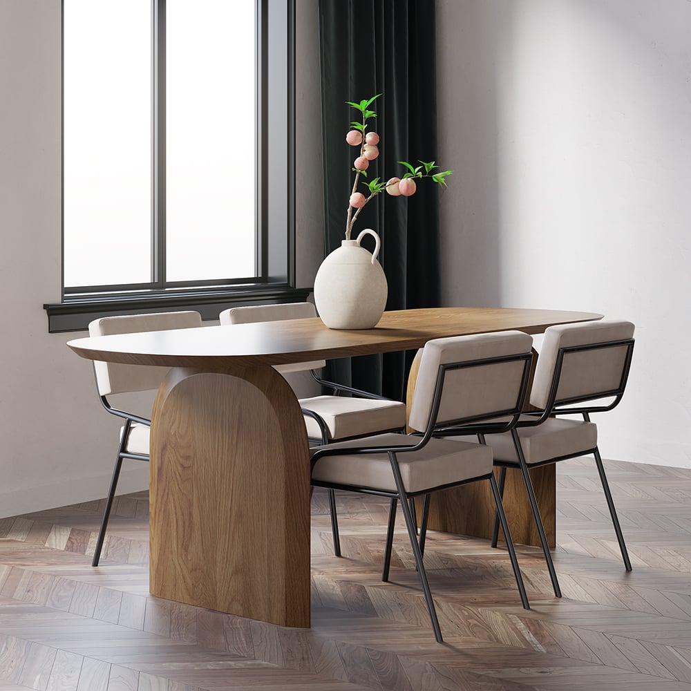 HMR - Tintica Series Japandi Style Oval Wood Dining Table